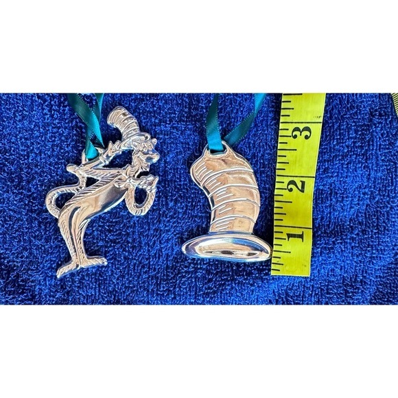 NEW Vintage Cat In The Hat Christmas Tree Ornament Dr Seuss Silver Plated Set - Picture 10 of 11